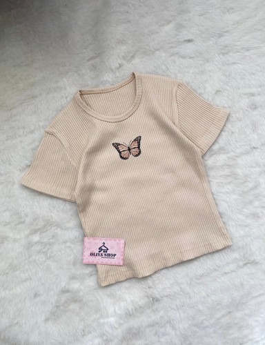 کراپ تیشرت پروانه کرمی